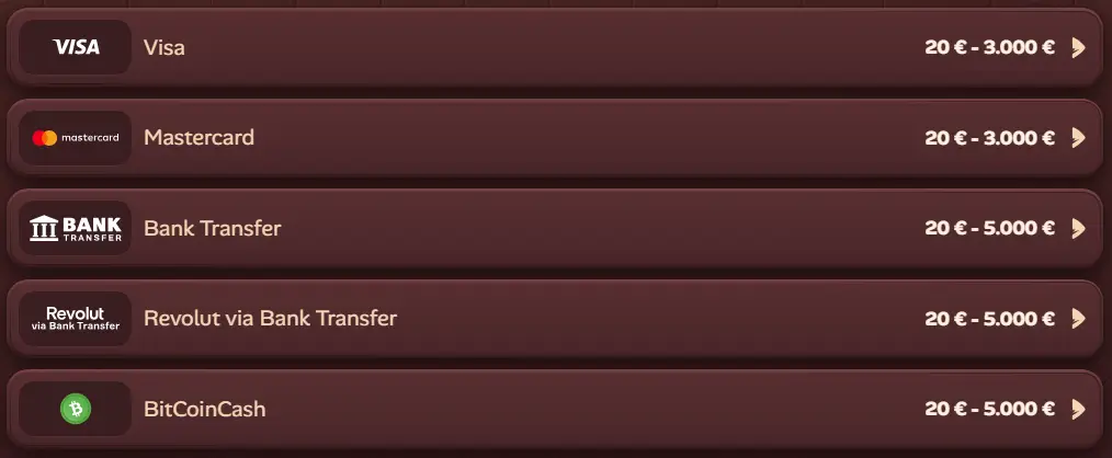 Roostino Casino Auszahlungslimits